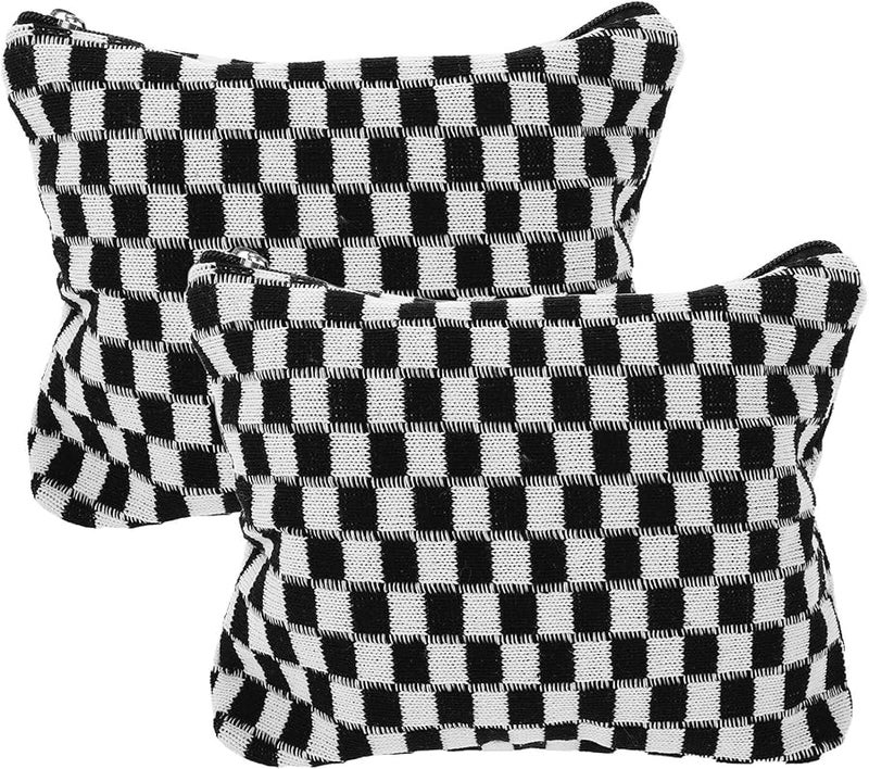 DECHOUS 2pcs Checkerboard Travel Toiletry Bag Large Capacity Cosmetic Organizer For Women Girls - Image 1